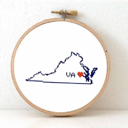 borduur een amerikaanse staat - virginia kaart kruissteek patroon