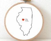cross stitch a usa state - illinois map cross stitch pattern
