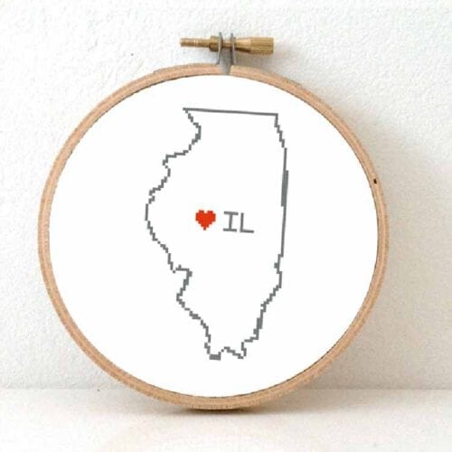 borduur een amerikaanse staat - illinois kaart kruissteek patroon