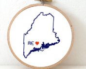 Maine map cross stitch pattern