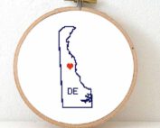 Delaware map cross stitch pattern