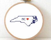 Stitchamap - USA - North Carolina map cross stitch pattern