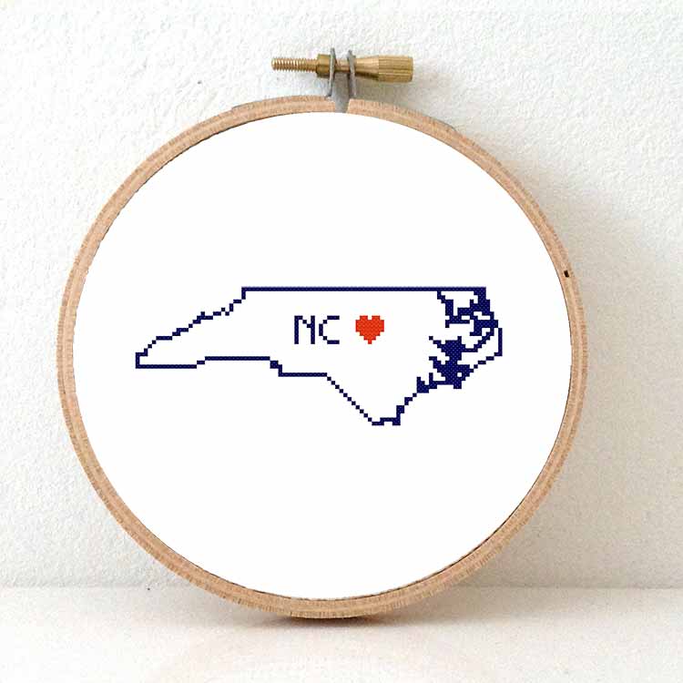 Stitchamap - VS - North Carolina kaart kruissteek patroon