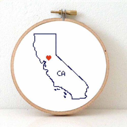 Stitchamap - California kaart kruissteek patroon