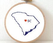 cross stitch a usa state - south carolina map cross stitch pattern
