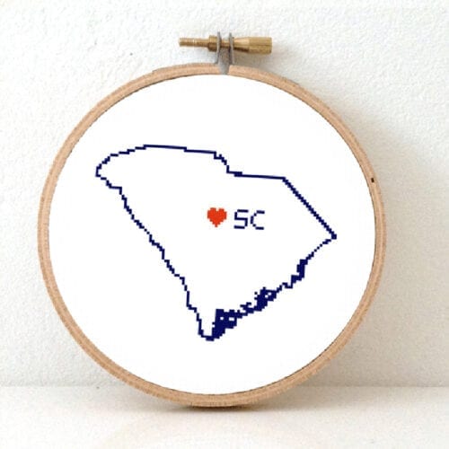 borduur een amerikaanse staat - south carolina kaart kruissteek patroon
