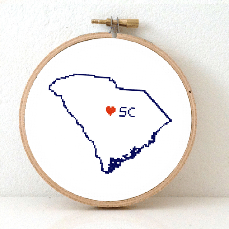 borduur een amerikaanse staat - south carolina kaart kruissteek patroon