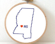 Sitchamap - Mississippi map cross stitch pattern