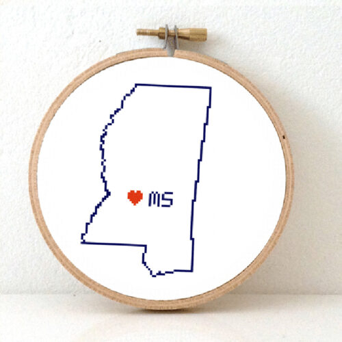 Sitchamap - Mississippi kaart kruissteek patroon