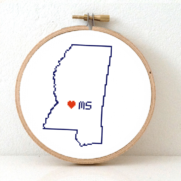 Sitchamap - Mississippi kaart kruissteek patroon