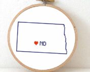 Stitchamap - North Dakota map cross stitch pattern