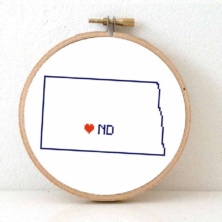 Stitchamap - North Dakota kaart kruissteek patroon