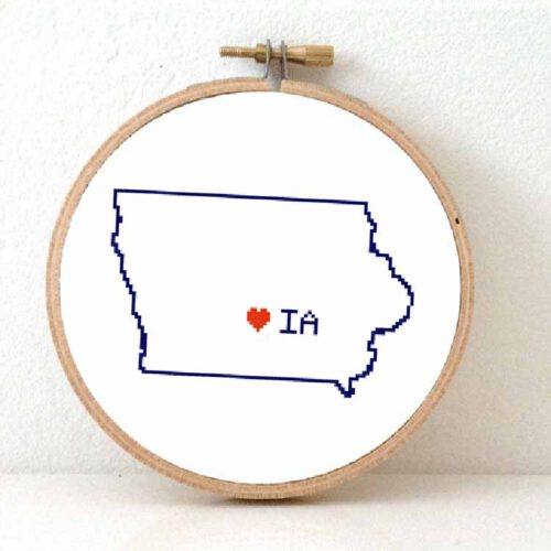 Iowa kaart kruissteek patroon