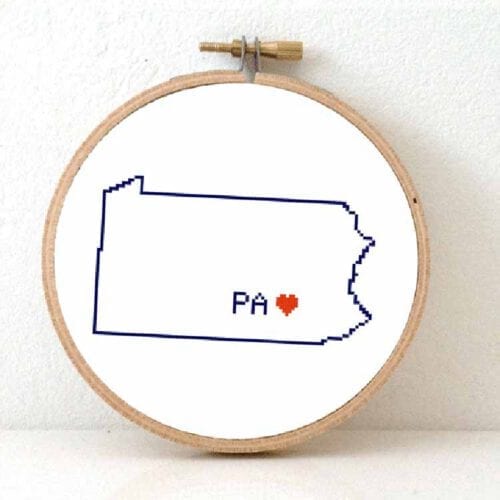 Stitchamap - USA - Pennsylvania kaart kruissteek patroon