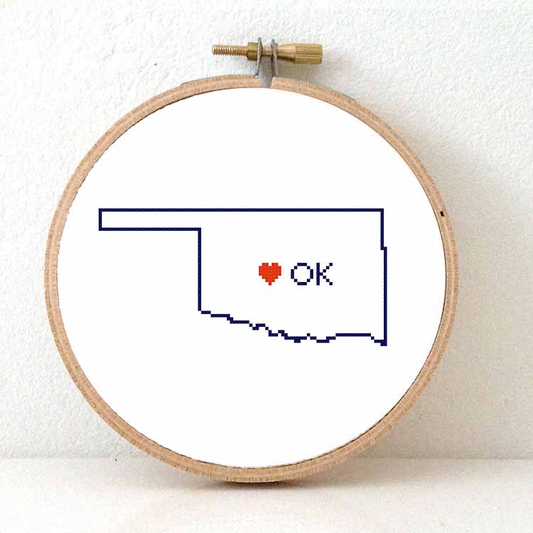 Stitchamap Oklahoma kaart kruissteek patroon