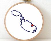 Malta map cross stitch pattern