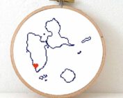 Guadeloupe map cross stitch pattern