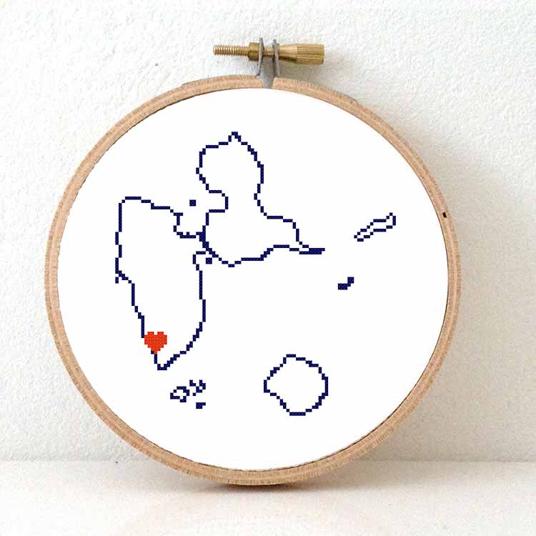 Guadeloupe kaart kruissteek patroon