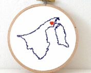 Brunei map cross stitch pattern
