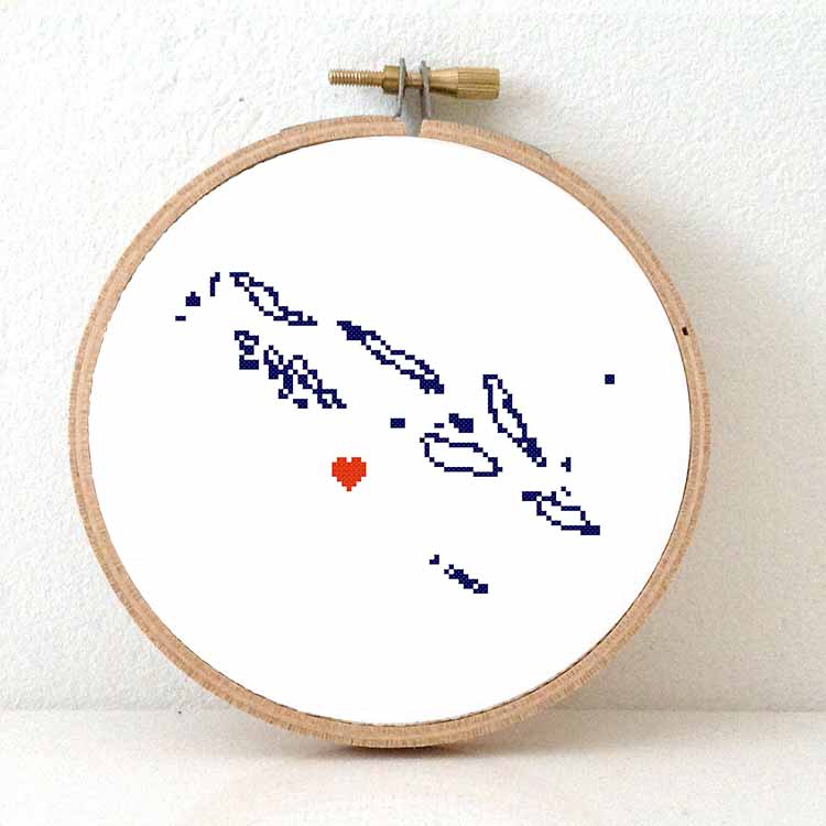 Frans-Polynesië kaart kruissteek patroon