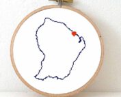 French Guiana map cross stitch pattern