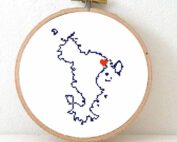 Mayotte map cross stitch pattern
