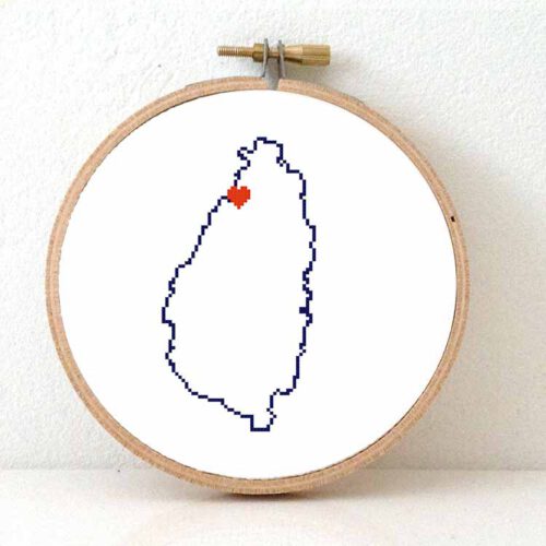 Saint Lucia map cross stitch pattern