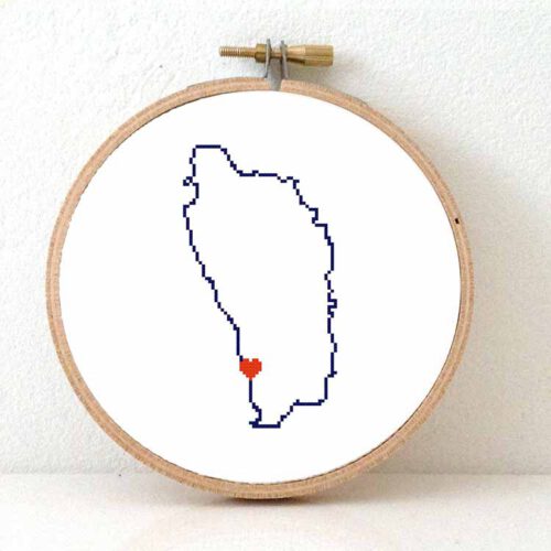 Dominica map cross stitch pattern