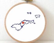 American Samoa map cross stitch pattern