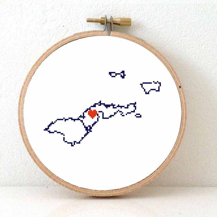 Amerikaans-Samoa kaart kruissteek patroon