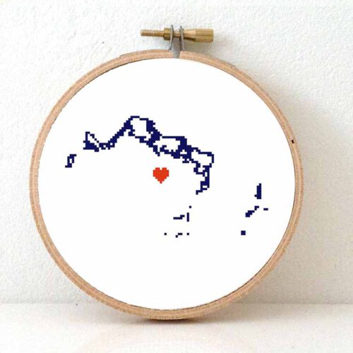 Turks and Caicos map cross stitch pattern