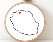 Reunion map cross stitch pattern