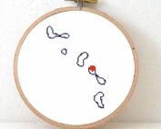 Tuvalu map cross stitch pattern