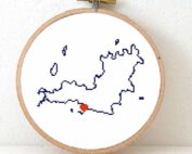 Saint Barthelemy map cross stitch pattern