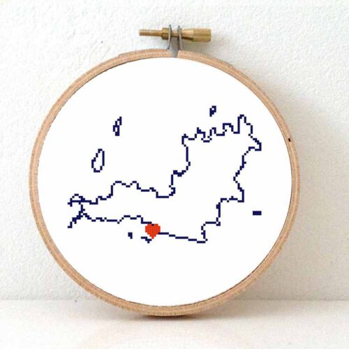 Saint Barthelemy map cross stitch pattern