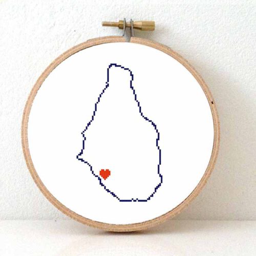 Montserrat map cross stitch pattern