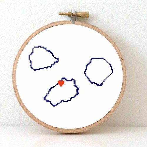 Saint Helena ascension and Tristan de Cunhaislands map cross stitch pattern