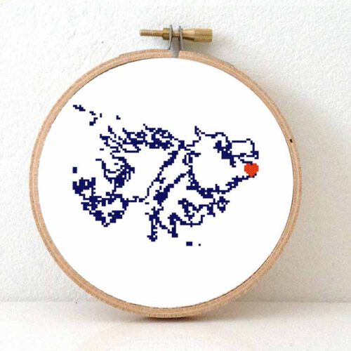 Falkland islands map cross stitch pattern