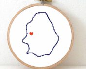 Niue map cross stitch pattern