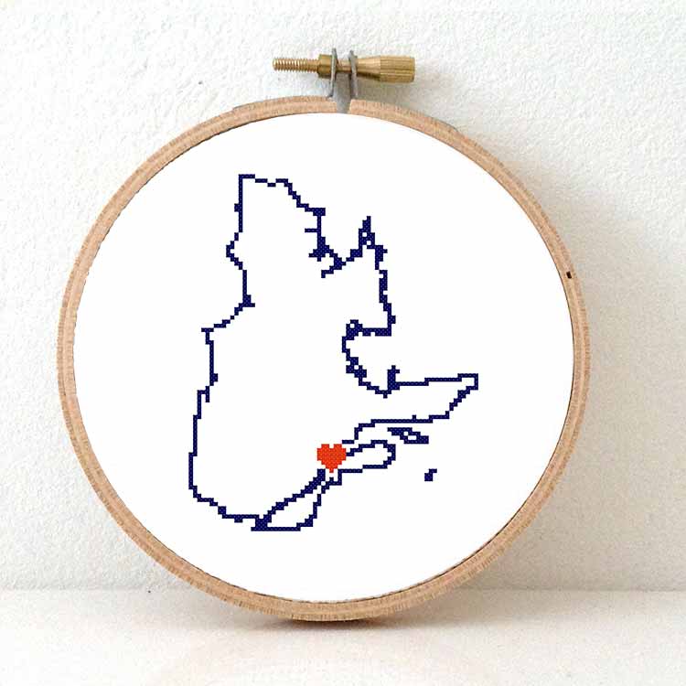 Canada Quebec kaart kruissteek patroon