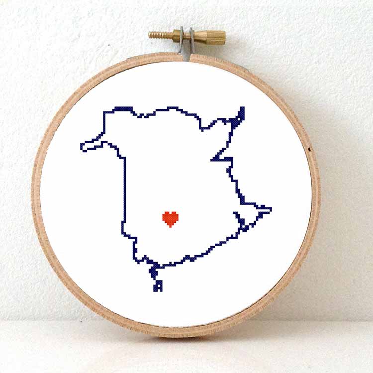 Canada New Brunswick kaart kruissteek patroon