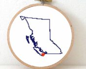 canada British Columbia map cross stitch pattern