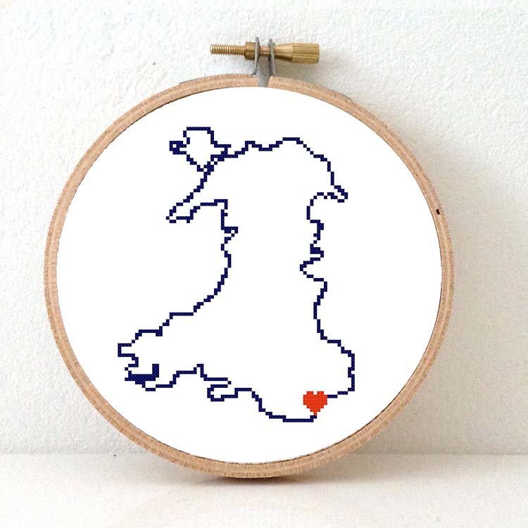 stitchamap - wales cross stitch pattern map