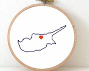 Cyprus map cross stitch pattern