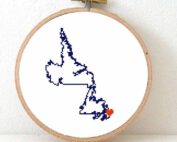 canada Newfoundland and Labrador map cross stitch pattern