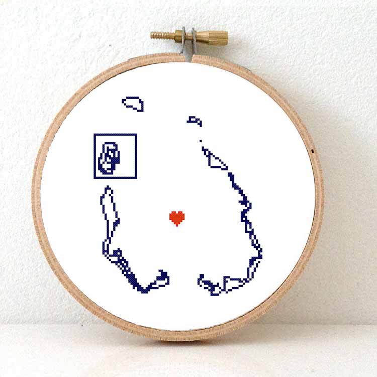 Cocoseilanden kaart kruissteek patroon