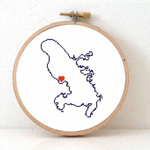 Martinique map cross stitch pattern