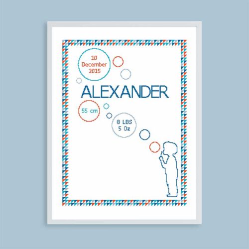 Baby kruissteek sampler jongetje bellen blazen customizable kruissteek patroon