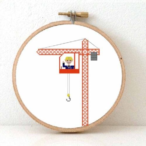 mannelijke kraanmachinist kruissteek patroon