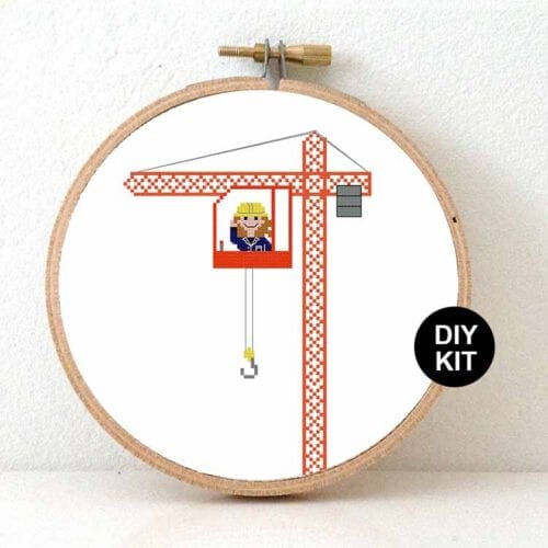 cadeau voor vrouwelijke kraanmachinist kruissteek pakket